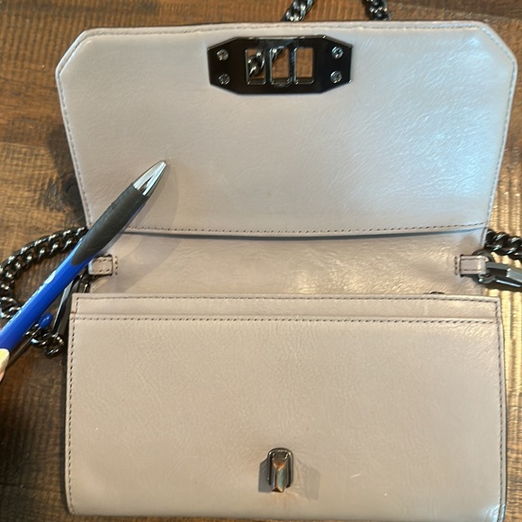 Rebecca Minkoff Small Love Leather Chevron Crossbody Bag | Grey - Picture 10 of 15